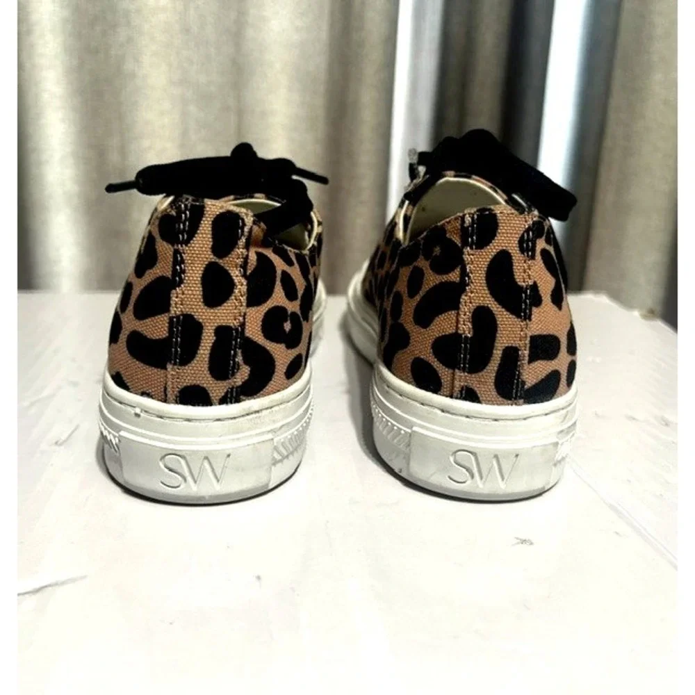 NWOT Stuart Weitzman Leopard Print Platform Sneakers Women 6B Preppy Artsy Biker